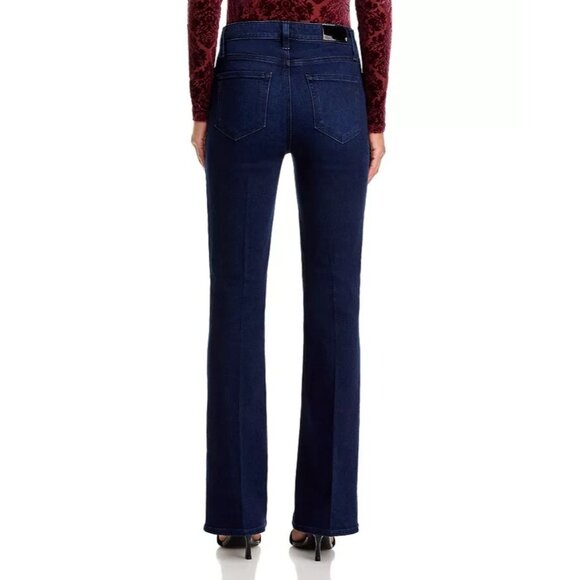 PAIGE Laurel Canyon High Rise Flare Jeans in Manifesto Womens Size 24 Dark Blue - Picture 3 of 16